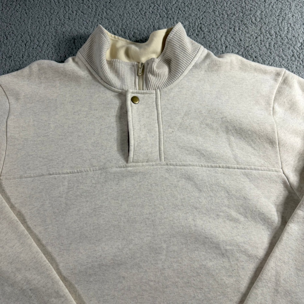 Orvis Mens XXL Oatmeal Heather Quarter Zip Snap Mock Neck Fleece Sweatshirt